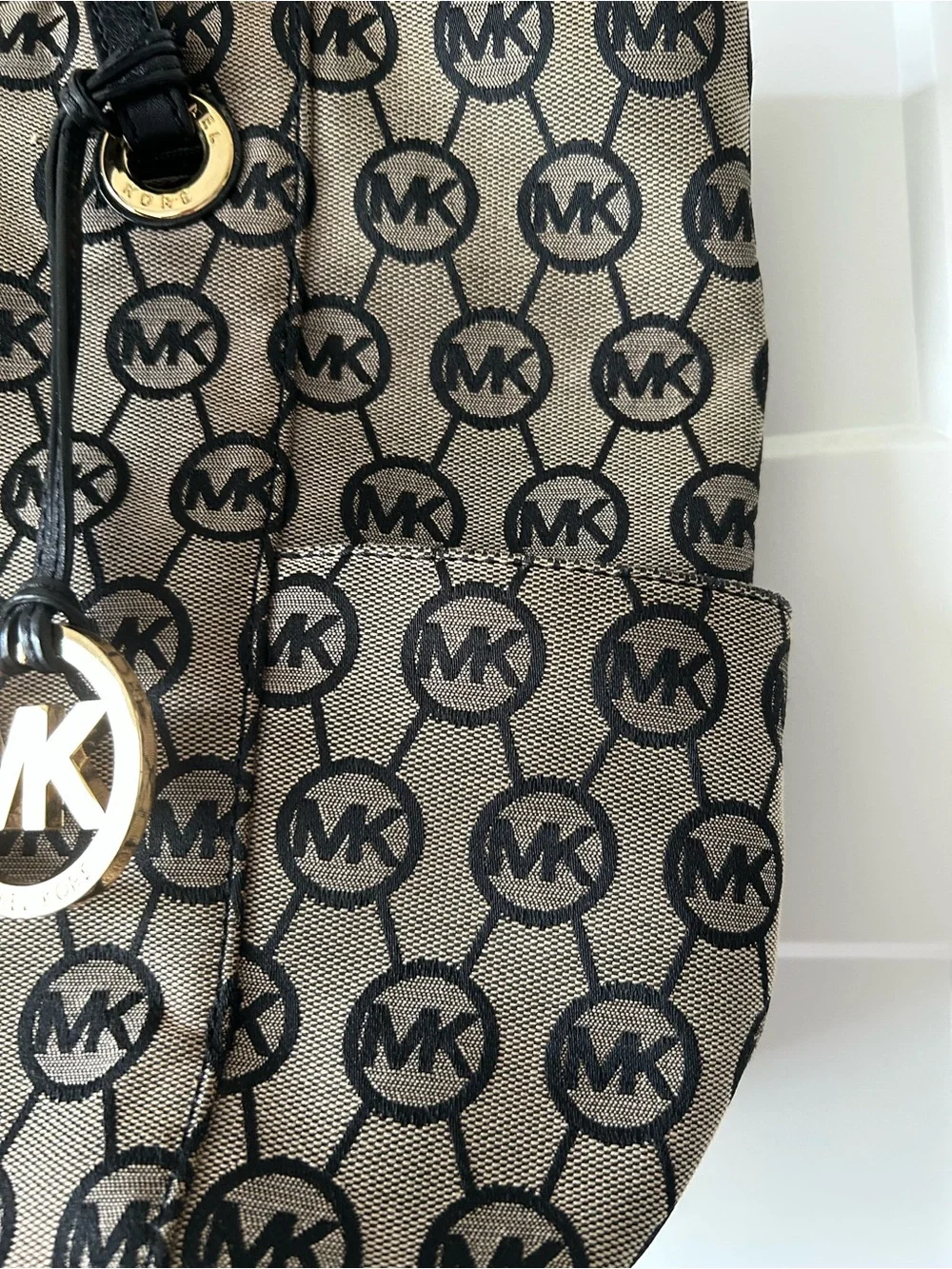 Michael Kors Brown Logo Canvas Tote with Brown Handles
